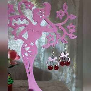 Handmade Glitter Cherries Earrings